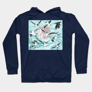 Swallows In Flight Marbled Paper Hoodie